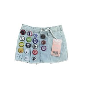 Squeeze Denim Skort Girls Size 4T‎ Blue Bottle Cap Applique Mini Frayed Hem